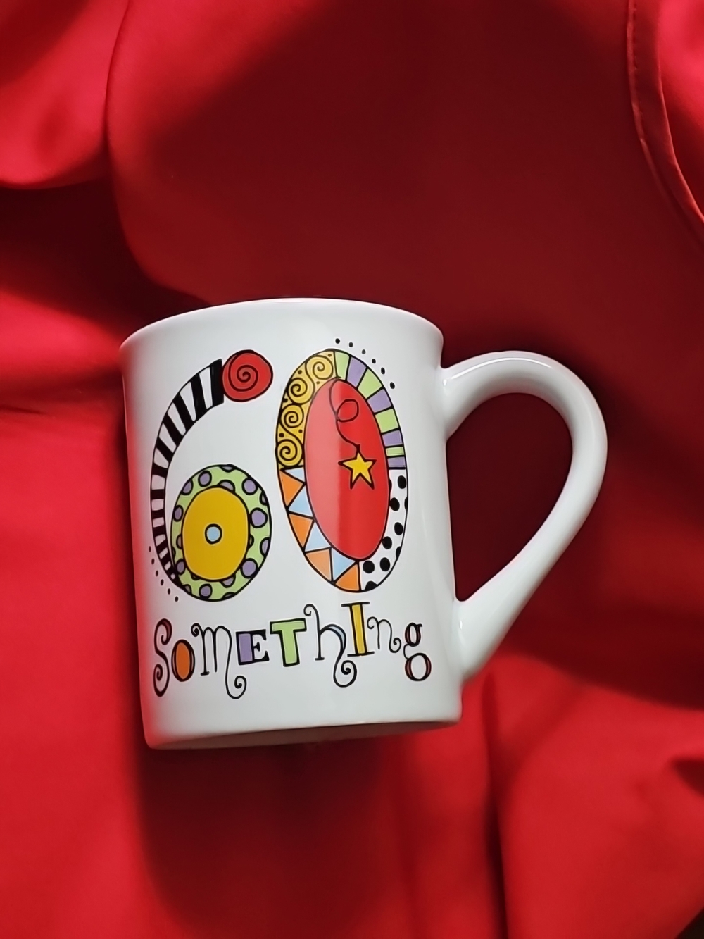White Ceramic Colorful Graphic Mug Fun Gift For Seniors / Friend / Mom / Dad
